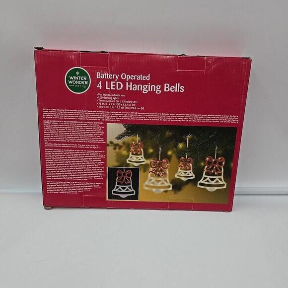 Winter Wonder Lane Battery operated‎ 8 LED Christmas Hanging Bells Total In/Out - Picture 6 of 14
